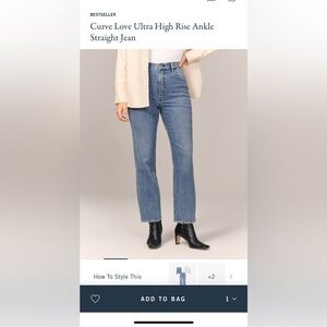 Abercrombie Curve Love Ultra High Rise Ankle Straight Jean